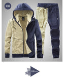 Riolio Hooded Sweat shirt+Pant 2-piece Sets Men Set Sports Suit Fleece Thickened Sportswear Casual Men Tracksuit Winter male Tracksuit