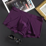 Riolio Seamless Ice Silk Underwear Men's Ultra-thin Boxer Shorts One-piece Mid-waist Summer Panties Trunk