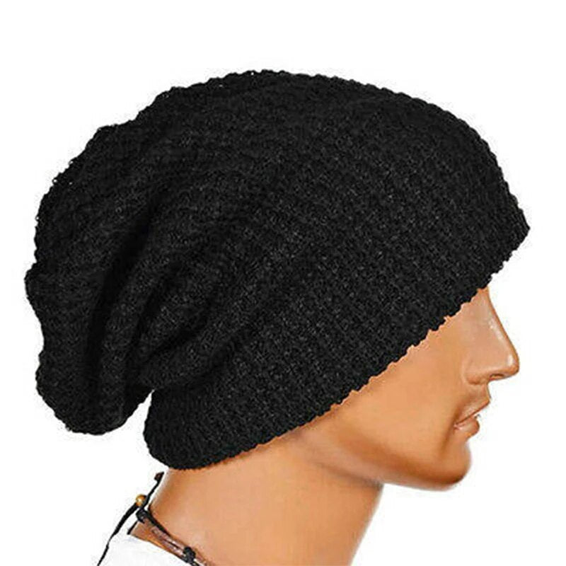 Riolio Men Women Beanie Knit Crochet Black Gray Hat Autumn Winter Soft Warm Loose Cap Skull Ski Hat Dance Bonnet Casual Fashion Cap