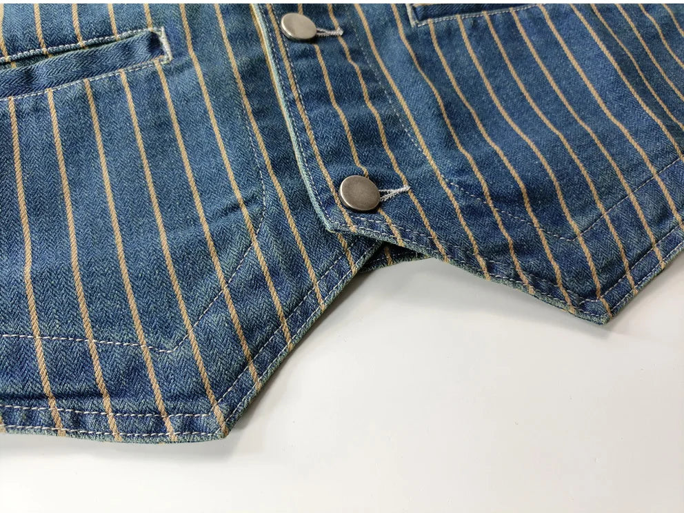 Riolio Waed Cotton Denim Vest American Casual Vintage Sle Button up Ameika Khaki oulder Pad Linen Pants Spring Season