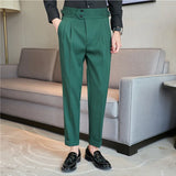 Riolio Fall High Quality Business Casual Draped High-waist Trousers Men Stripes Formal Pants Male Formal Office Social Suit Pants
