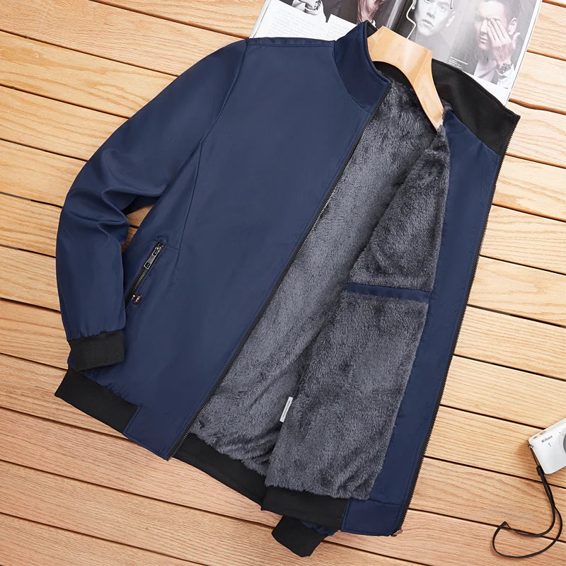 Riolio Winter New Men's Bomber Zipper Jacket Male Casual Streetwear Hip Hop Slim Fit Pilot Coat Men Clothing Plus Size 5XL