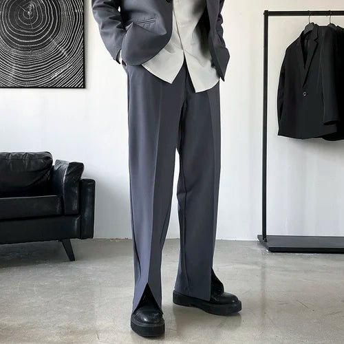 Riolio Pants Men Trousers Casual Autumn New Arrival Front-slit Fashion Straight High Street Office Clothes Simple Business Harajuku