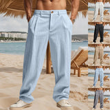Riolio Spring Autumn Men's Casual Pants Simple Striped Straight Pants High Waist Loose Versatile Business Casual Suit Pants Men