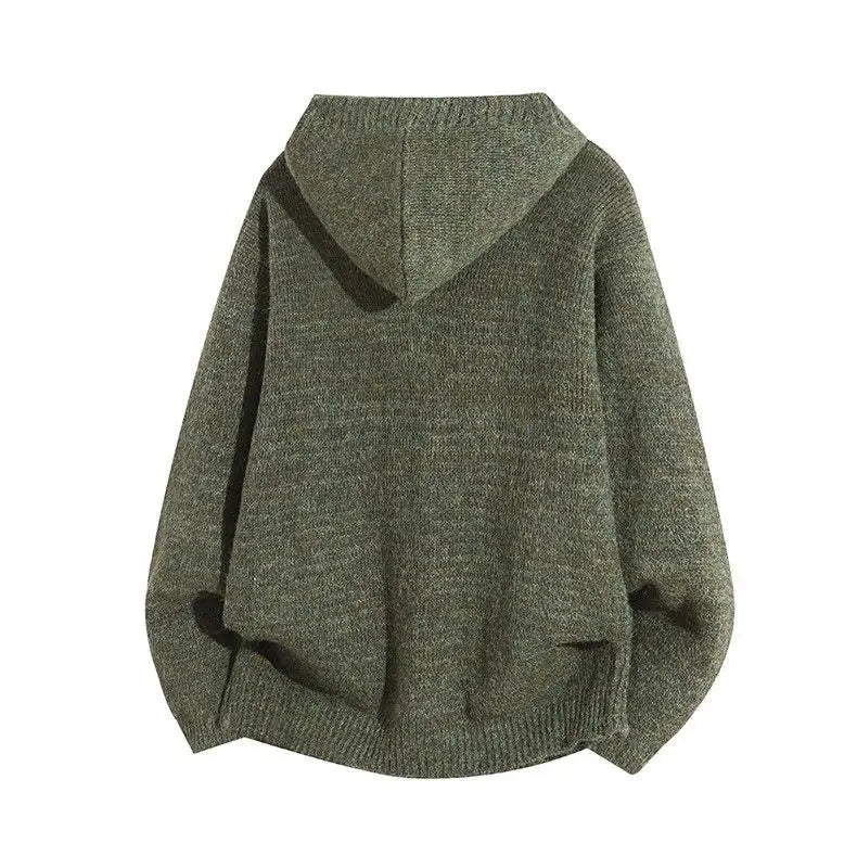 Riolio American-style autumn/winter streetwear unisex trendy hooded knit sweaters for couples with loose-fit retro Harajuku casual tops