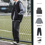 Riolio Cotton-layered Fashionable Vest Men with Autumn Winter Simple Casual Light Heated Inner Vest Cardigan Work Vest Top Aesthetic