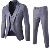 Riolio suit fashion 3pcs Suit Men Slim Formal Suit Solid Color Blazer Vest Pants Set 3 Piece Mens Suit Business Suit costume homme костюм мужской