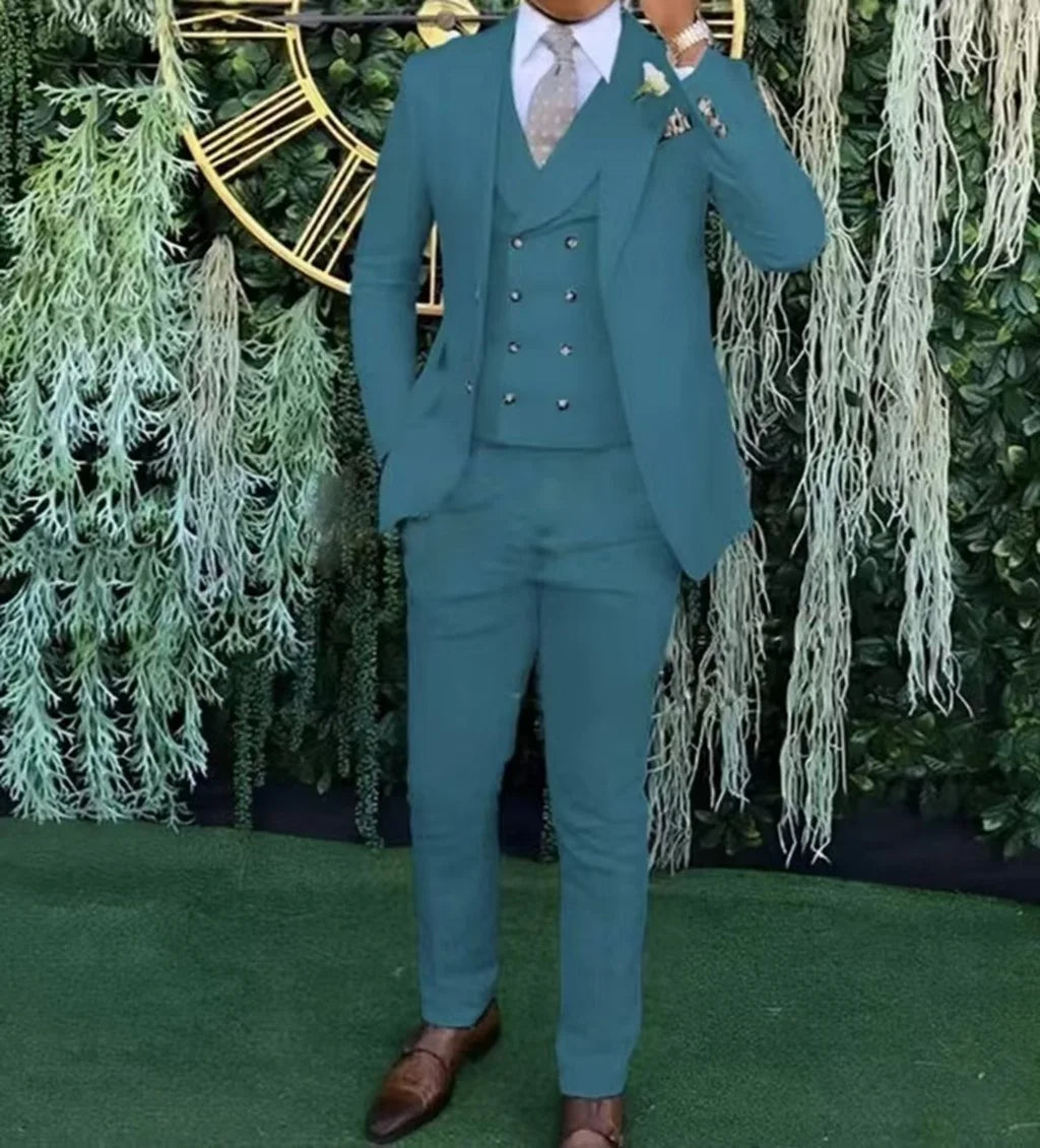 Riolio prom outfits for guys Men's Slim-fit Three-piece Suit,Three-piece Set of Vest, Blazer and Trousers, Ideal for Weddings, Business and Formal Occasions