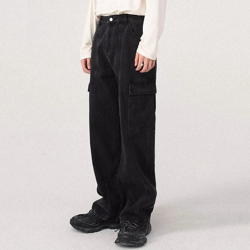 Riolio Men Baggy Oversize Cargo Jeans Male Wide Streetwear Hip Hop Pants Harajuku Fashion Straight Leg Black Blue Loose Denim Pants