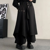 Riolio Y2k Double-Layer Irregular Casual Skirt Pants Genderless Japanese Streetwear Side Hem Design Versatile Samurai Skirt Unisex