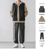 Riolio Cotton-layered Fashionable Vest Men with Autumn Winter Simple Casual Light Heated Inner Vest Cardigan Work Vest Top Aesthetic