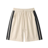 Riolio Casual Shorts men Elastic Waistband Loose Fit Drawstring Comfortable Summer Beach Outdoor Side Stripe Design Gym Streetwear