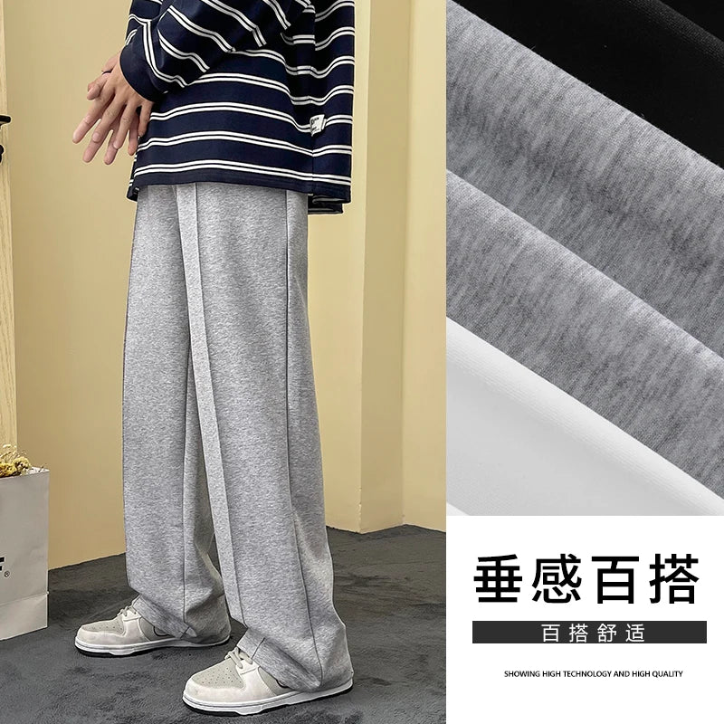 Riolio Black Gray White Casual Pants Men Sports Pants Men Sweatpants Streetwear Loose Straight Wide Leg Pants Mens Joggers Trousers
