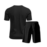 Riolio 2025 Summer Simplicity Men's Suit Loose Walf Checks Fabric Breathable Comfort and Casual Short Sleeve Shorts Two-Piece Suit