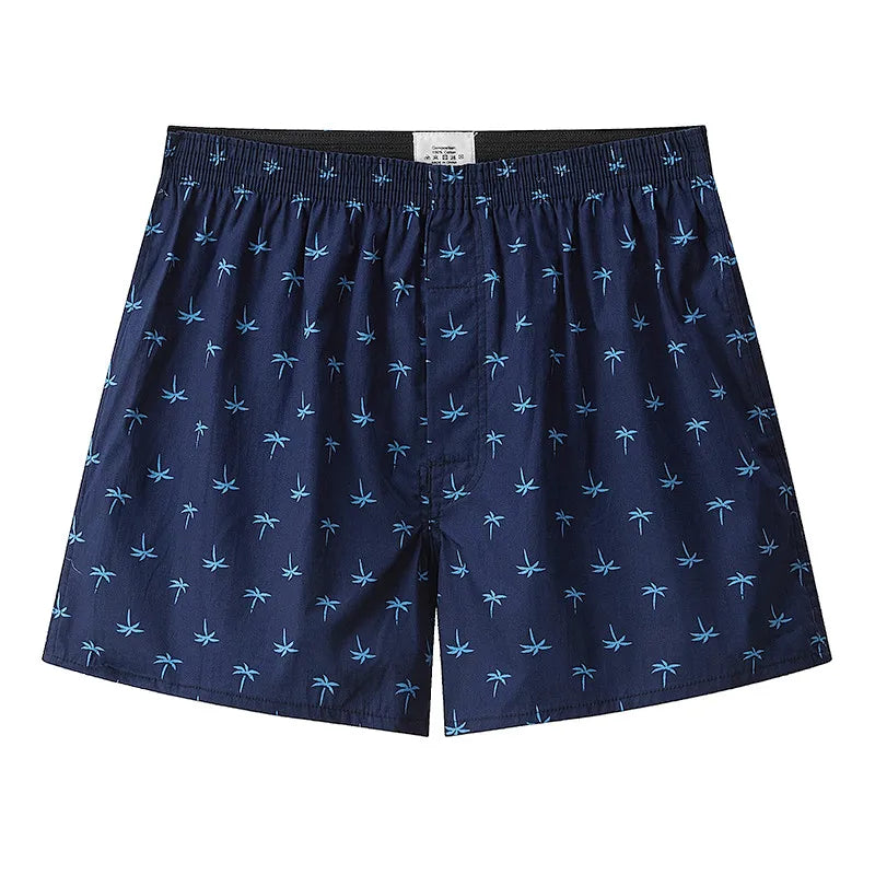 Riolio S-XL Mens Cotton Underwear Boxer Shorts Casual Plaid Elastic Waistband Button Mens Boxer Underwear Comfortable Shorts for Home