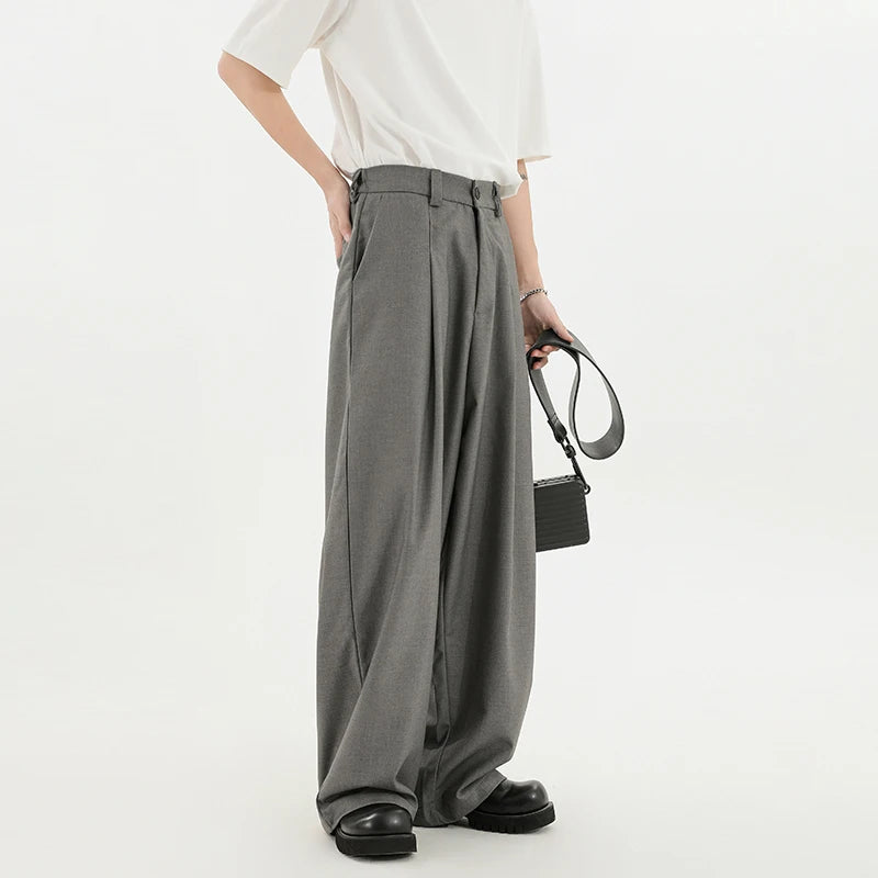 Riolio Black Suit Pants Men Oversized Fashion Social Mens Dress Pants Korean Loose Wide Leg Pants Mens Office Formal Trousers M-3XL