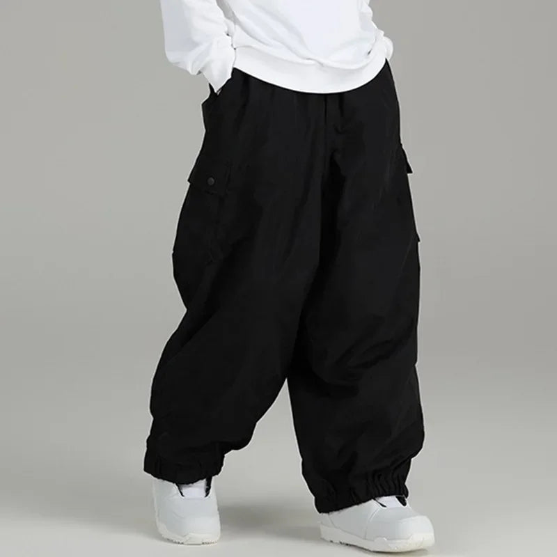 Riolio Spring Autumn Waterproof Windproof Loose-fit Single Board Ski Pants Men's Women's Outdoor Sports Multi-pocket Casual Pants