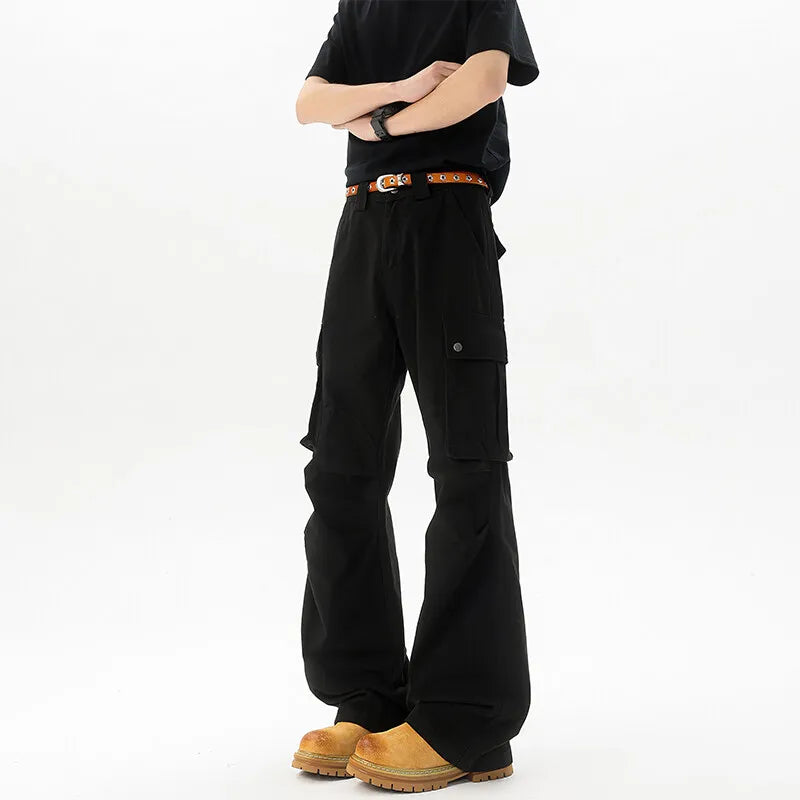Riolio Cotton Wide Leg Cargo Pants man Loose Fit Multi Pocket Casual Streetwear Comfortable Workwear Trousers Men Trendy Fashion