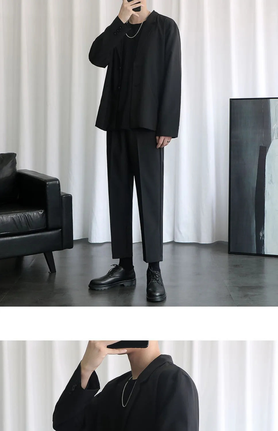 Riolio Male Elegant Casual Blazer Jacket Spring Autumn Versatile Loose Black Casual Jacket American 2025 New High Street Men's Suit