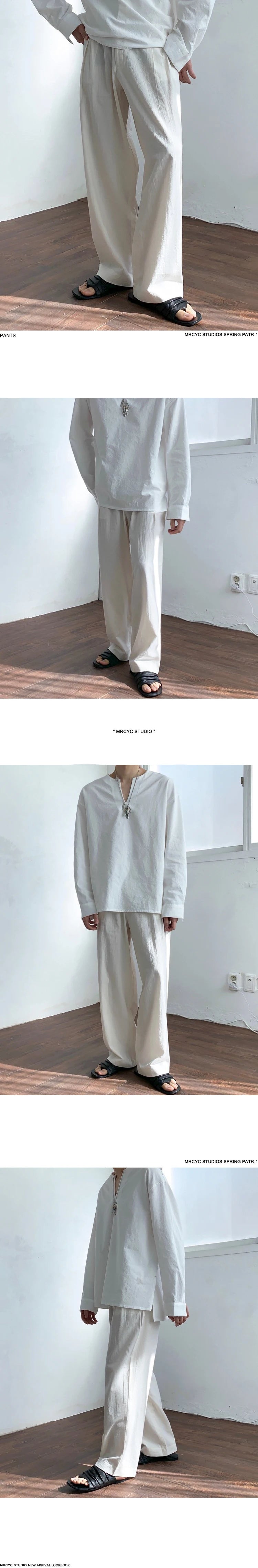Riolio Summer Thin Linen Men's Pants Loose Straight Pants Korean Cotton Linen Casual Trousers Draped Wide-leg Pants Aesthetic Urban