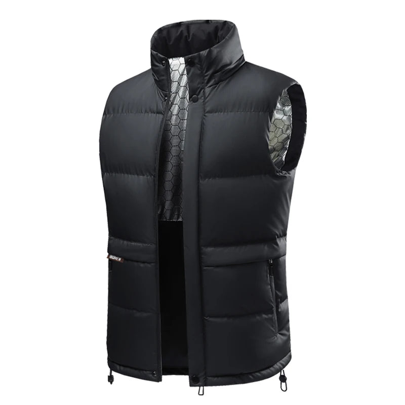 Riolio Men's Hooded Loose Solid Color Warm Vest Male Version Camisole Jacket Graphene Cotton Vest Autumn Winter Quality Men's Vest