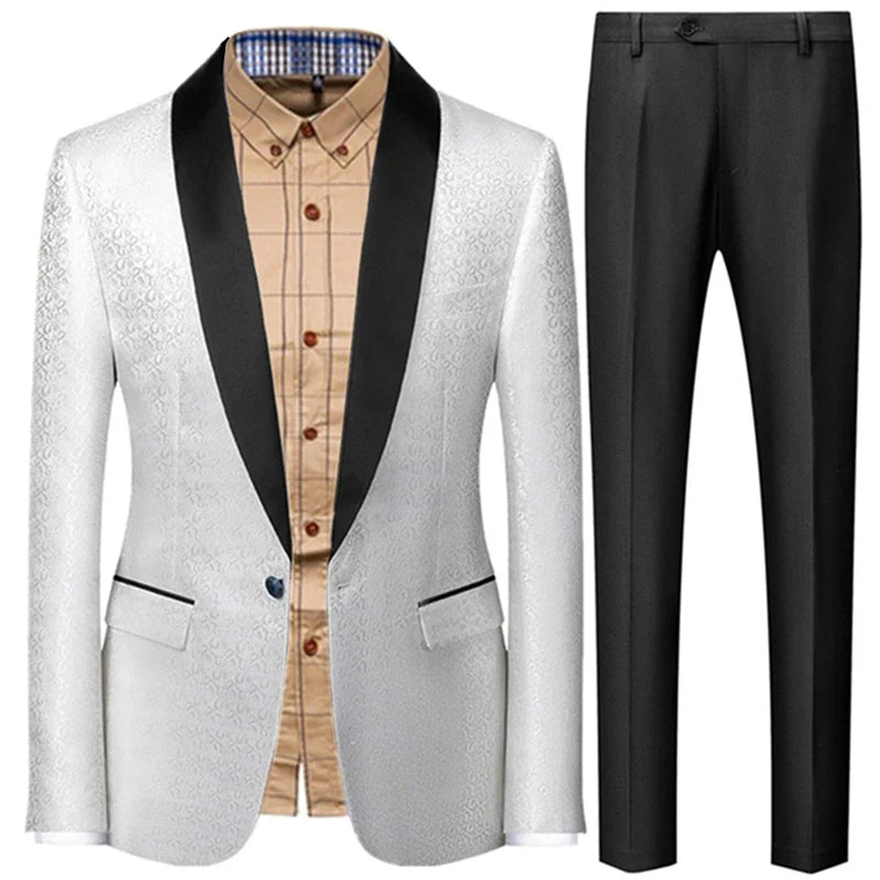 Riolio Coat Vest Pants 3 Piece Suit Set Luxury Groom Wedding Dress Party High End Waistcoat Slim Fit Lapel Blazer Jacket Men Trousers