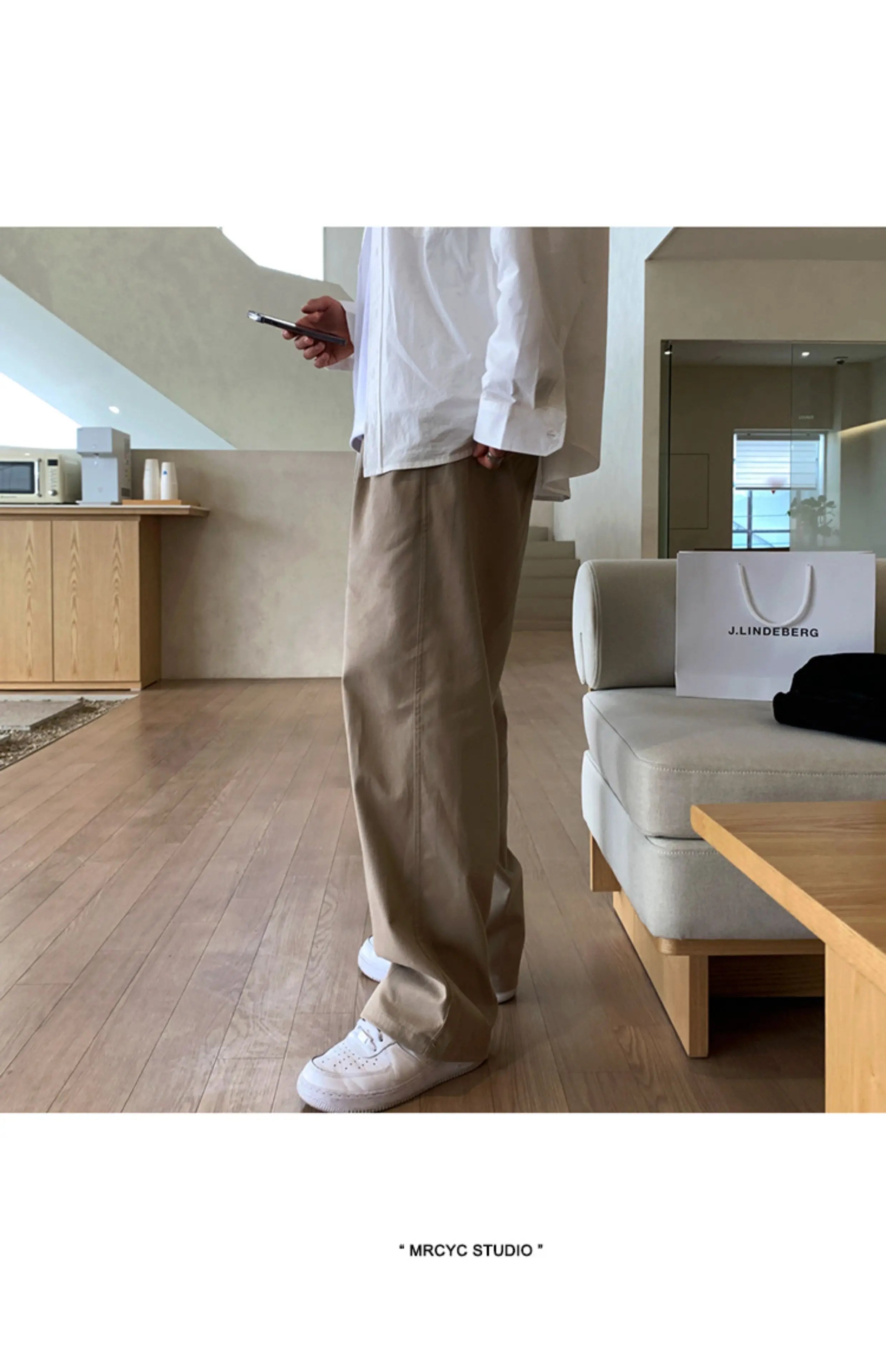 Riolio Korean Style High-end Straight-leg Casual Pants Men's Spring Summer Loose Trousers American 2025 New Trendy Wide-leg Pants Chic