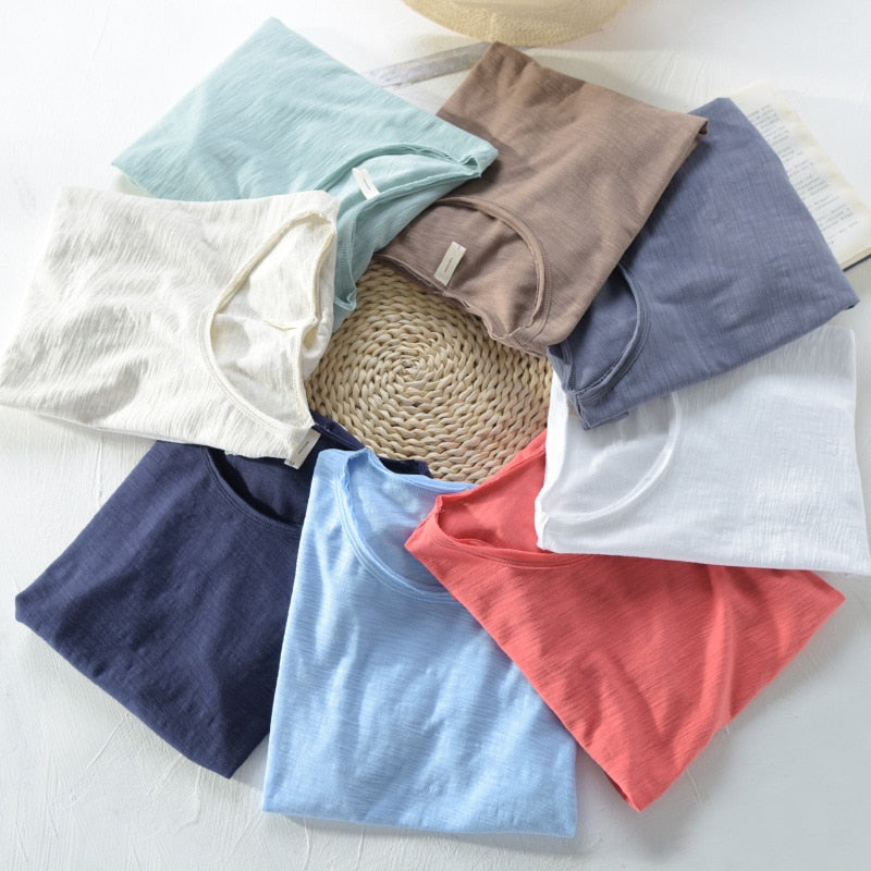 Summer T Shirt Men Linen Cotton Short Sleeve Tshirt V-neck Tops&Tee Breathable Comfortable Slim T-shirt Men Dropshopping