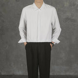 Riolio  New Naples Business Men Shirts Light Luxury Textured Lapel Striped Long Sleeve Cardigan Leisure Premium Commuter Blouse S-4XL