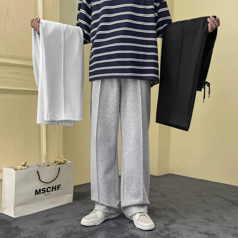 Riolio Black Gray White Casual Pants Men Sports Pants Men Sweatpants Streetwear Loose Straight Wide Leg Pants Mens Joggers Trousers
