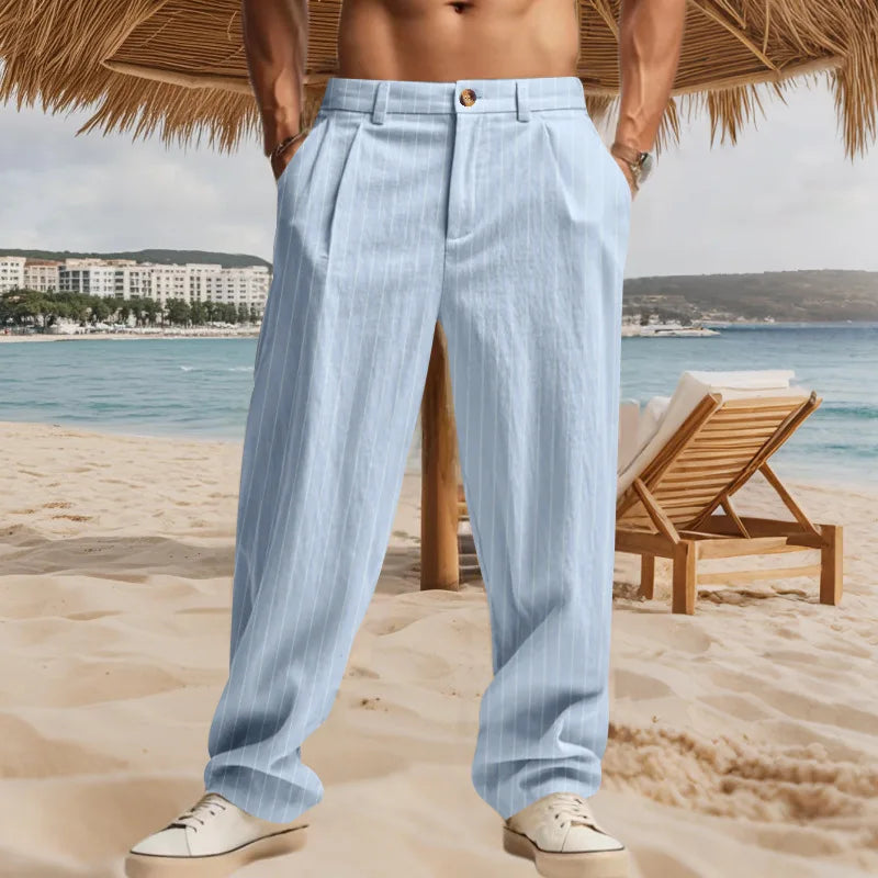 Riolio Spring Autumn Men's Casual Pants Simple Striped Straight Pants High Waist Loose Versatile Business Casual Suit Pants Men