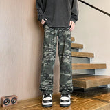 Riolio Jeans Men straight Pants patchwork male jean camouflage Loose Fit Patchwork Streetwear Men's Trousers Denim Large size Hip Hop