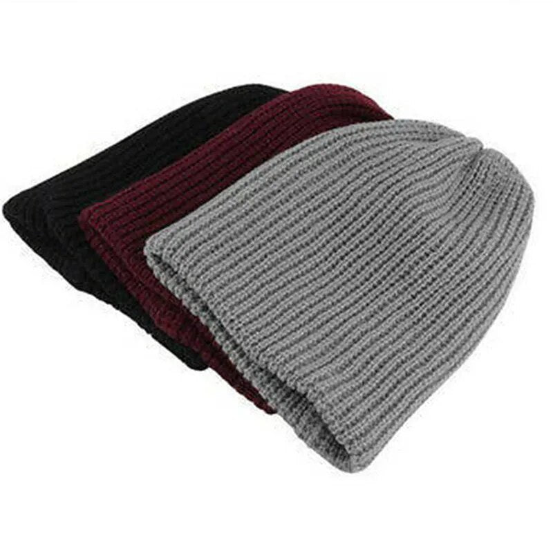 Riolio Men Women Beanie Knit Crochet Black Gray Hat Autumn Winter Soft Warm Loose Cap Skull Ski Hat Dance Bonnet Casual Fashion Cap