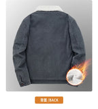 Riolio Winter Mens Jacket Warm Corduroy Jackets and Coats Fur Collar Winter Casual Coats Outwear Male Thermal Cotton Jacket Streetwear