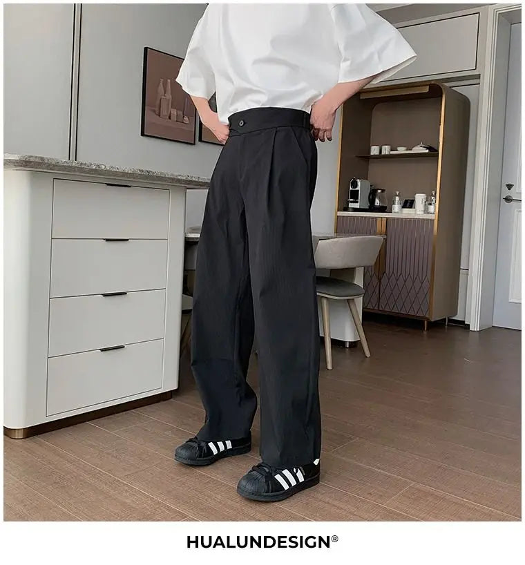 Riolio Men's Shirt Pants Set High-end Shirt Suit Trendy Spring Handsome Long-sleeved Top Loose Straight Trousers Two-piece Set