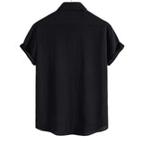 Riolio men summer outfits Mens Casual Waffle Shirt Suit Two Piece Solid Short Sleeved Shirt And Shorts Suit Harajuku Casual T-Shirt And Shorts Set