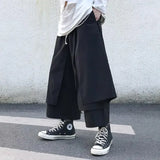 Riolio Fake Two-Piece Pants Men Male New Loose Wide-Leg Trousers Casual Straight Streetwear Spring Autumn Hip-Hop Pantalons Capris