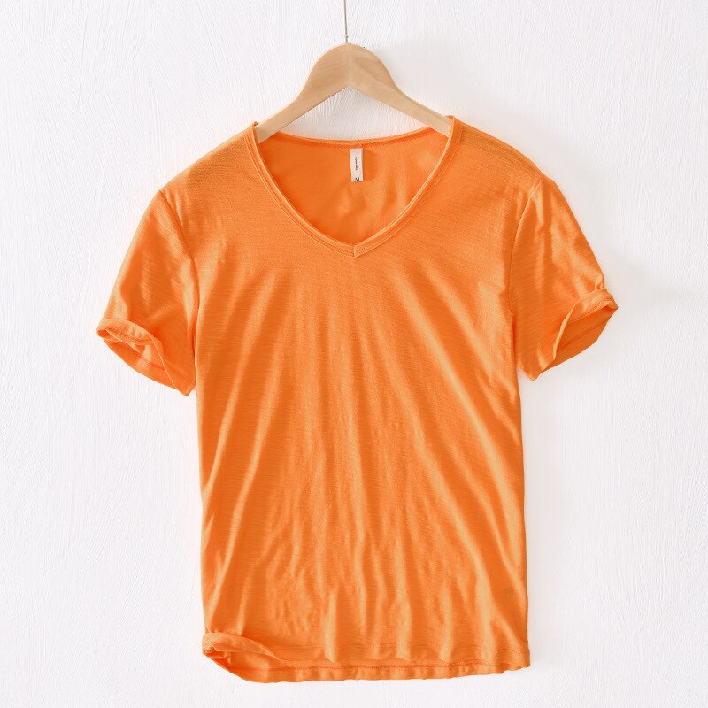 Summer T Shirt Men Linen Cotton Short Sleeve Tshirt V-neck Tops&Tee Breathable Comfortable Slim T-shirt Men Dropshopping