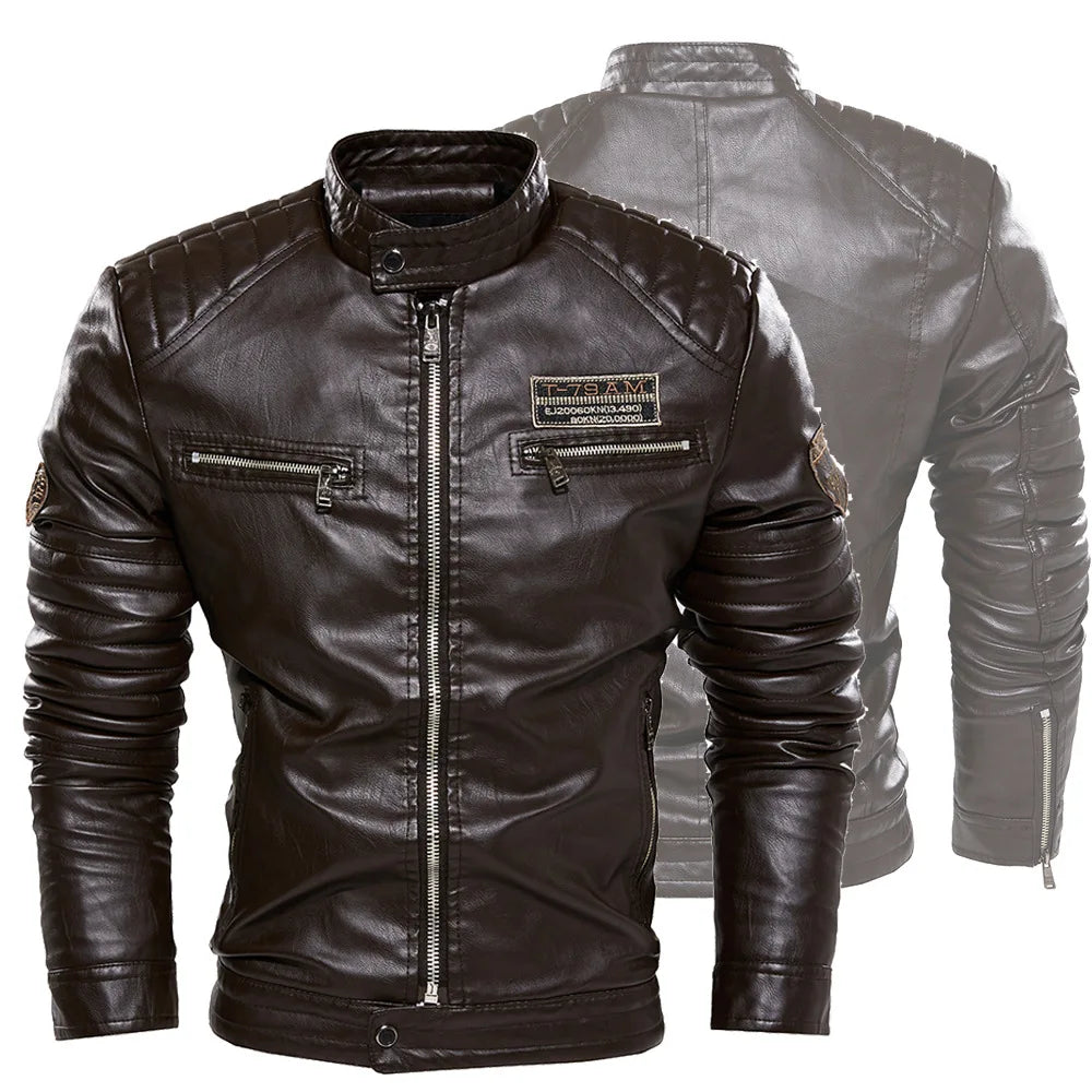 Riolio Men Outerwear Leather Moto Jacket Trend Brand Men's New Clothing Men Fashion Leather Jacket Streetwear Blazer Casual Jackets