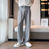 Riolio Wide Leg Gray Baggy Men's Summer Pants Tailoring Chinese Homme Dress Slacks Spring Clothes Male Suit Trousers Formal Designer Up
