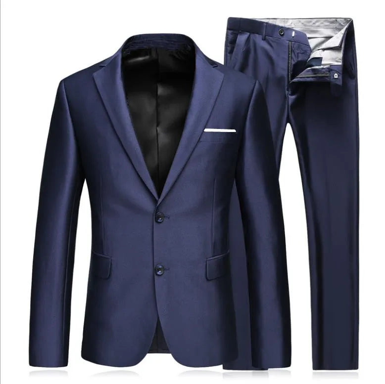 Riolio Men's Business Fashion High Quality Gentleman Black 2 Piece Suit Set / Blazers Coat Jacket Pants Classic Trousers