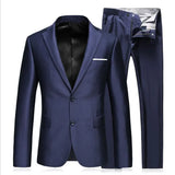 Riolio Men's Business Fashion High Quality Gentleman Black 2 Piece Suit Set / Blazers Coat Jacket Pants Classic Trousers