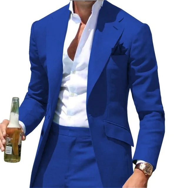 Riolio suit fashion Costumes Pour Hommes Peak Collar Men Suits Notched Green Slim Fit Blazers Jackets Pants 2PCS Causal Business Wedding Groom Wear