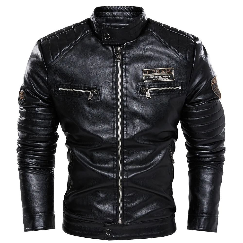 Riolio Men Outerwear Leather Moto Jacket Trend Brand Men's New Clothing Men Fashion Leather Jacket Streetwear Blazer Casual Jackets