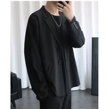 Riolio Male Elegant Casual Blazer Jacket Spring Autumn Versatile Loose Black Casual Jacket American 2025 New High Street Men's Suit