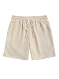 Riolio Two Piece Outfits for Men Casual Basic Solid Corduroy Short Sleeves Button Up Shirt with Drawstring Shorts Set Z5092646