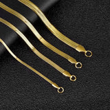 Riolio Classic Stainless Steel Flat Chain Necklace Herringbone Snake Chain For Men Women Chokers Clavicle Necklace Jewelry Gift