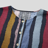 Riolio Men's Muslim Long Sleeve Cotton Striped Robes Islamic Arabian Kaftan Suit Middle East Dubai Abaya Retro Spring Clothing 2025 New