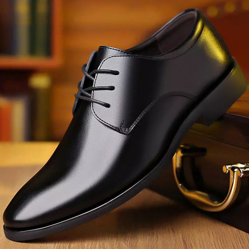 Riolio Men's Breathable Leather Shoes Black Soft Leather Soft Bottom Spring And Autumn Best Man Men's Business Formal Wear Casual Shoes