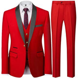Riolio Suit Coat Pants Vest 3 Pcs Set / Fashion Men's Casual Boutique Business Wedding Groom Dress Blazers Jacket Trousers